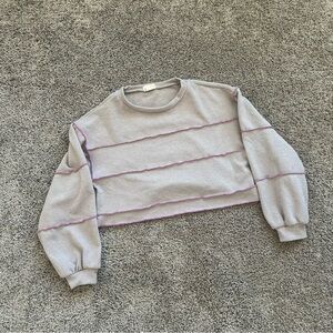 Le Lis Gray and Purple Striped Crop Top